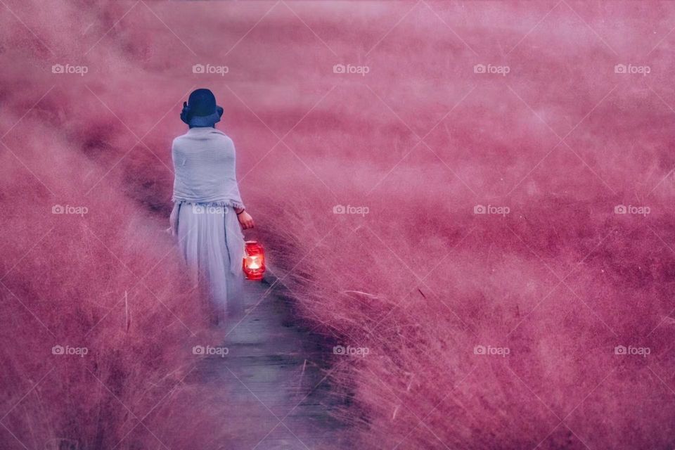 Stillness within in the pink sea