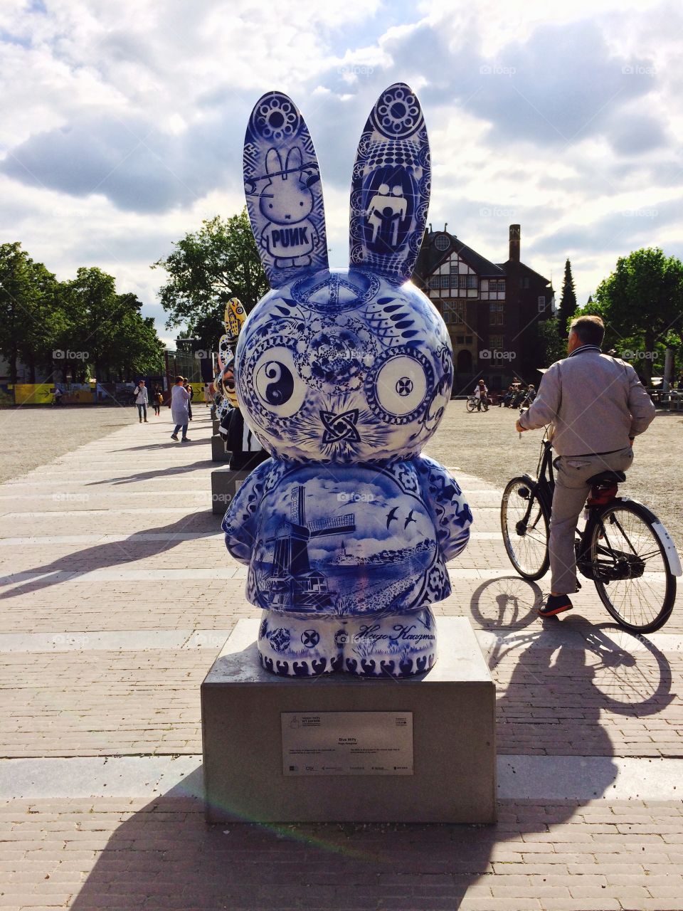 Miffy art contest . This is a Miffy art contest in Amsterdam with the design of delft. 