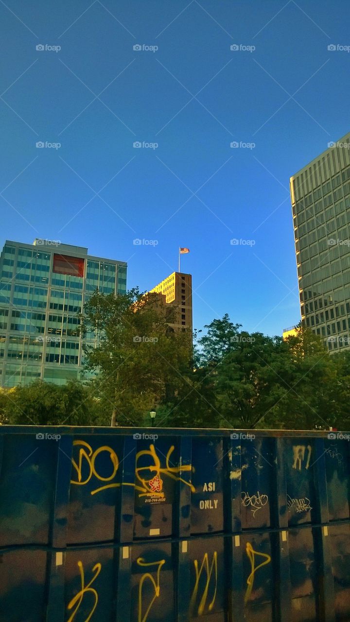 American Flag over Philly