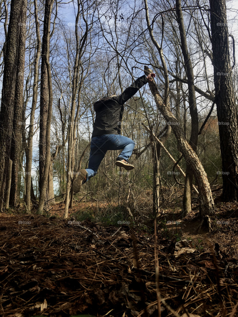 Having fun experimenting with the camera timer on action shots. It’s a fine day for gully jumping. 