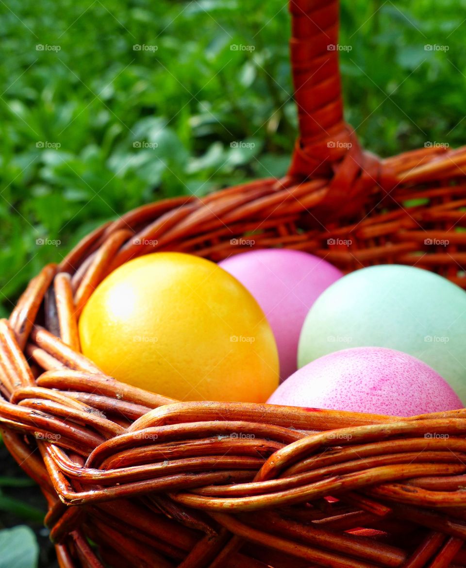 Easter basket with eggs