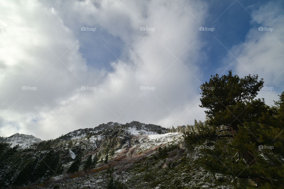 Snowy mountain side