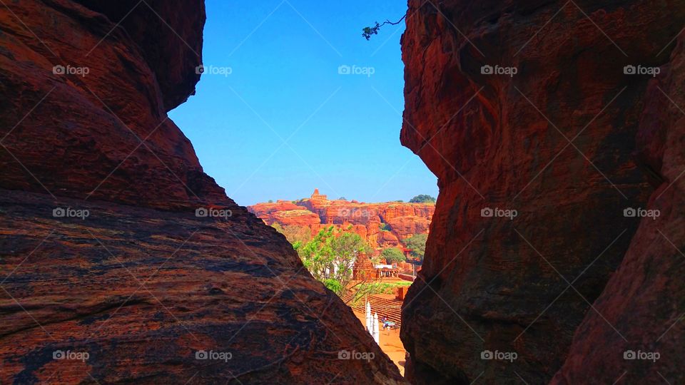 Architectural Photography - Badami - Boulders - Temple