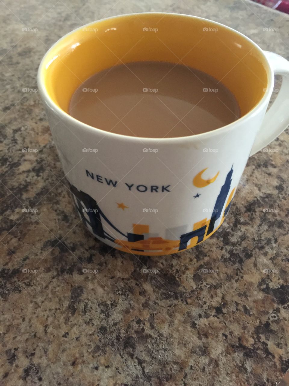 Coconut cream coffee in a Starbucks New York mug