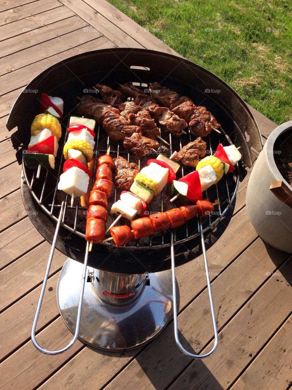 Skewers on a grill