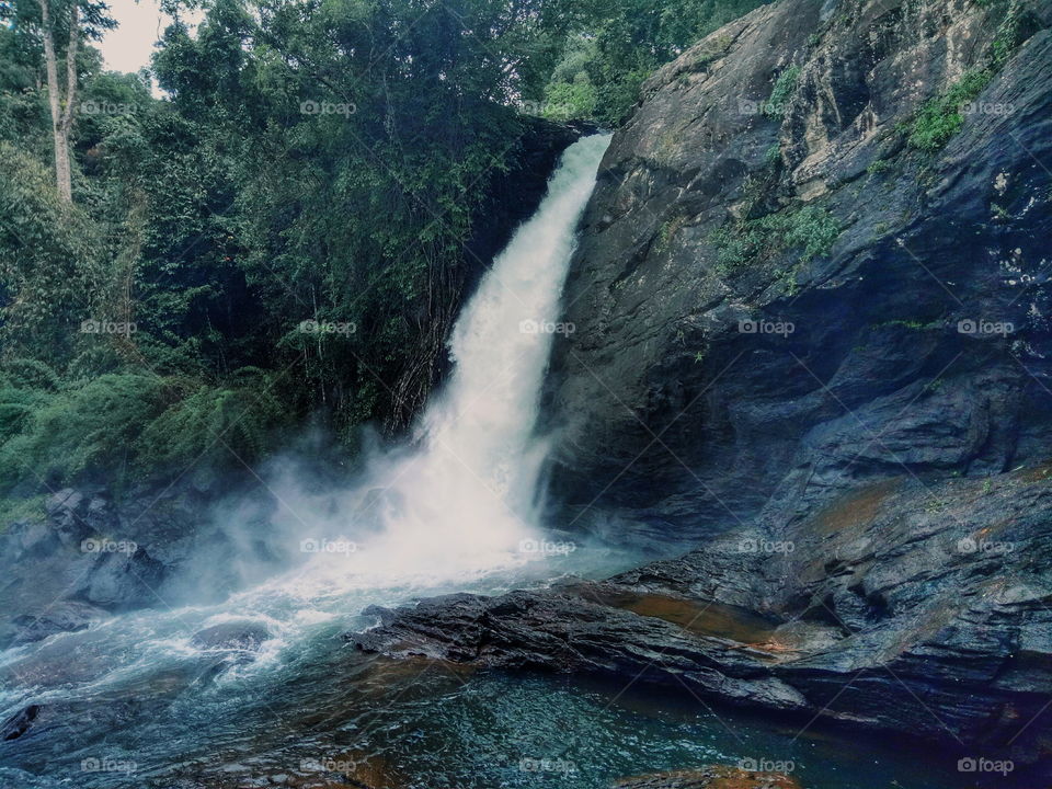 The Needle rock waterfalls at its peak of beauty