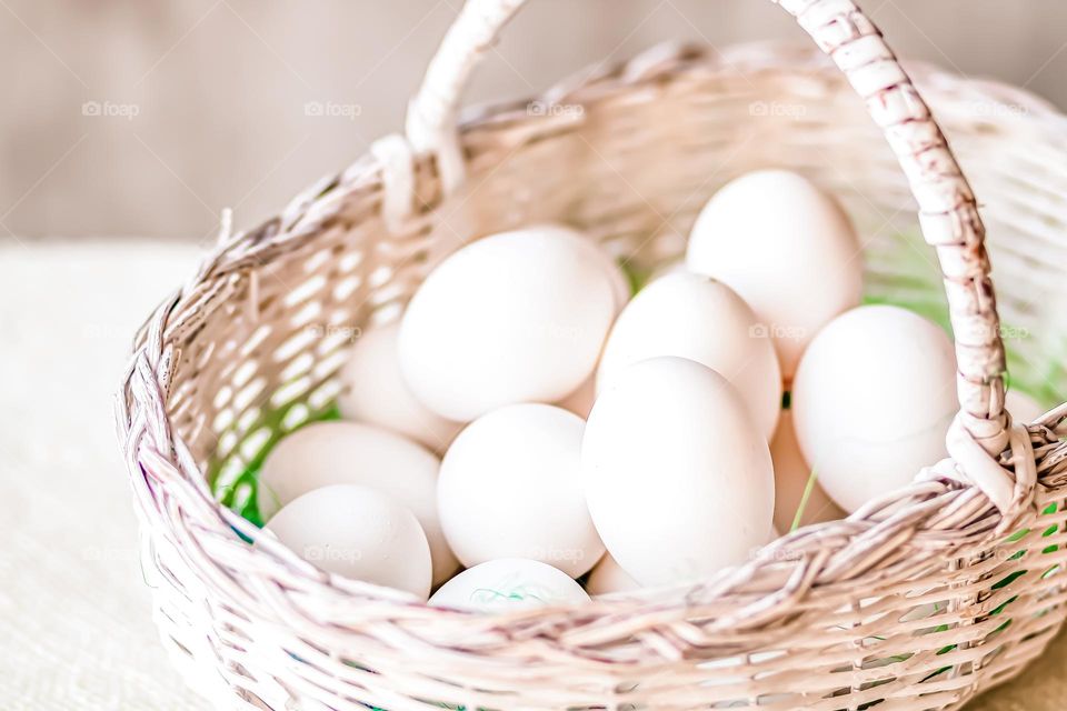 white eggs in the basket