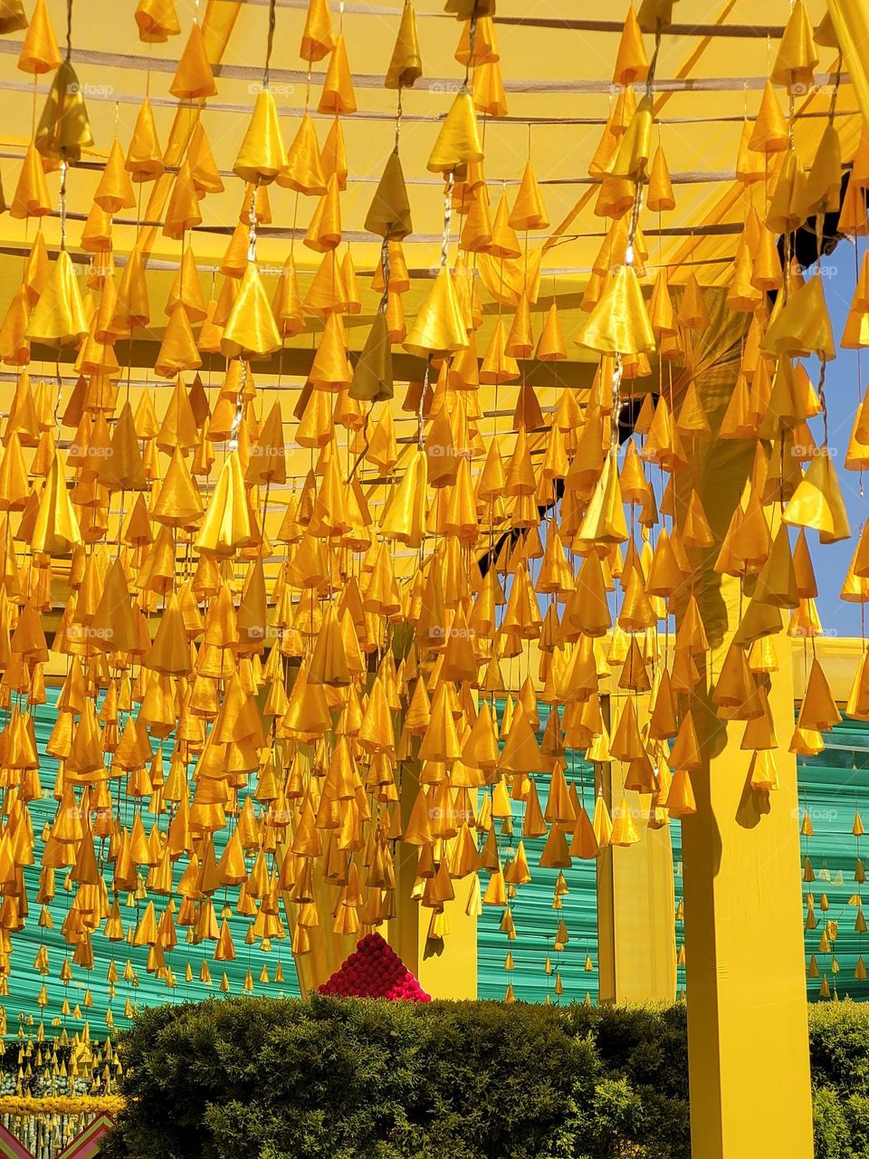 the yellow decor in an Indian wedding function