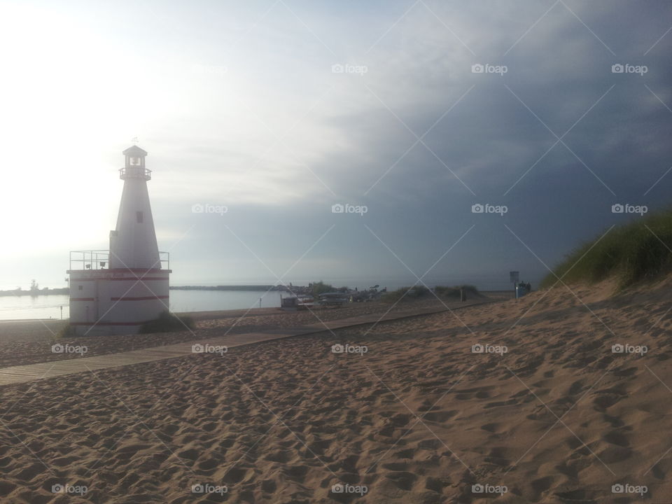 beach and lighthouse. lighthouse on the beach