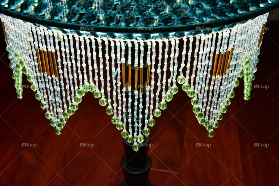 Close-up of beads chandelier