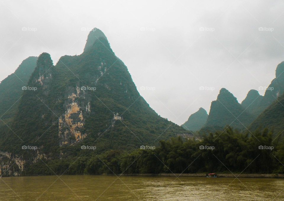 River and mountain in Asia