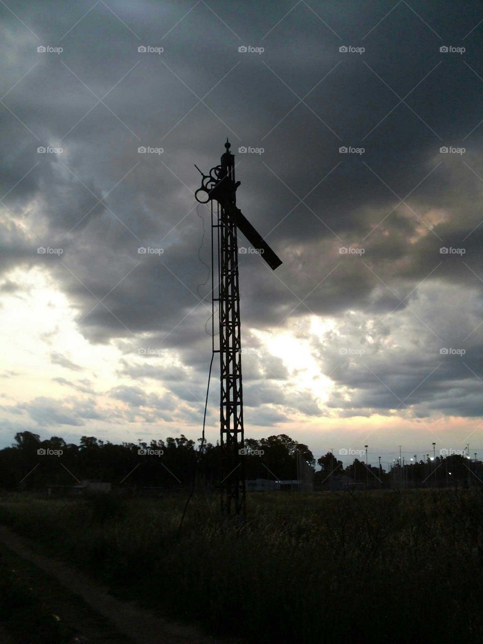 tower railway sunset