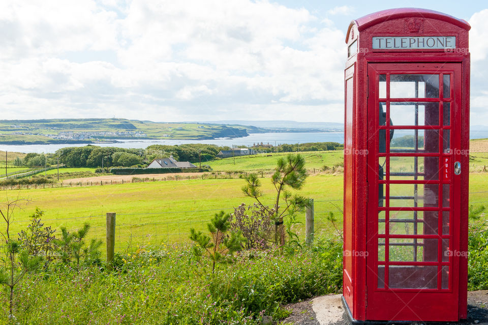 Irish telephone booth with ocean view