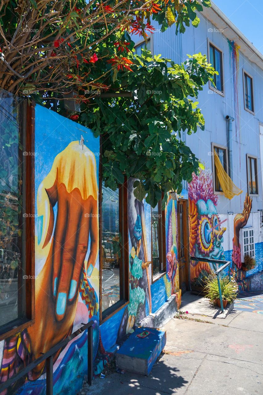 Colorful building entrance