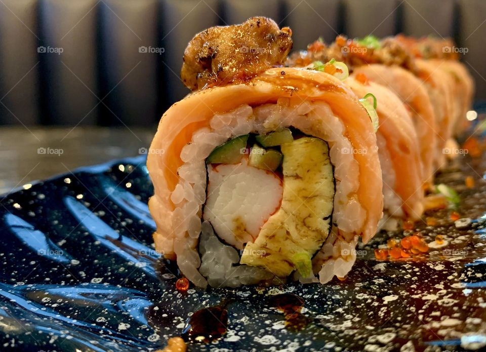 One more bite with Salmon sushi roll 