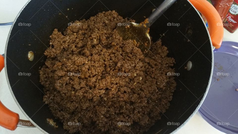 taco meat. cooking