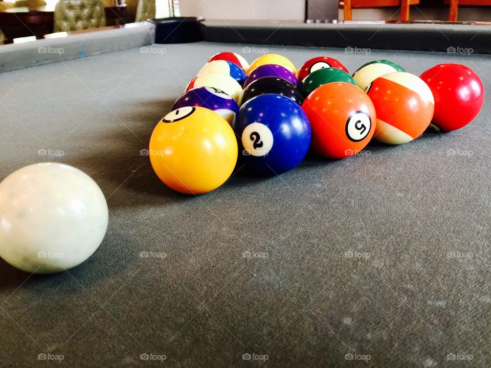 Playing pool close up