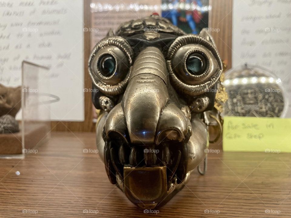 Weird metal dog head