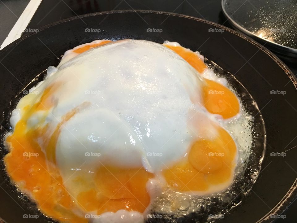 A funny throng happened to my eggs this morning. Huge bubble natural
Soufflé?