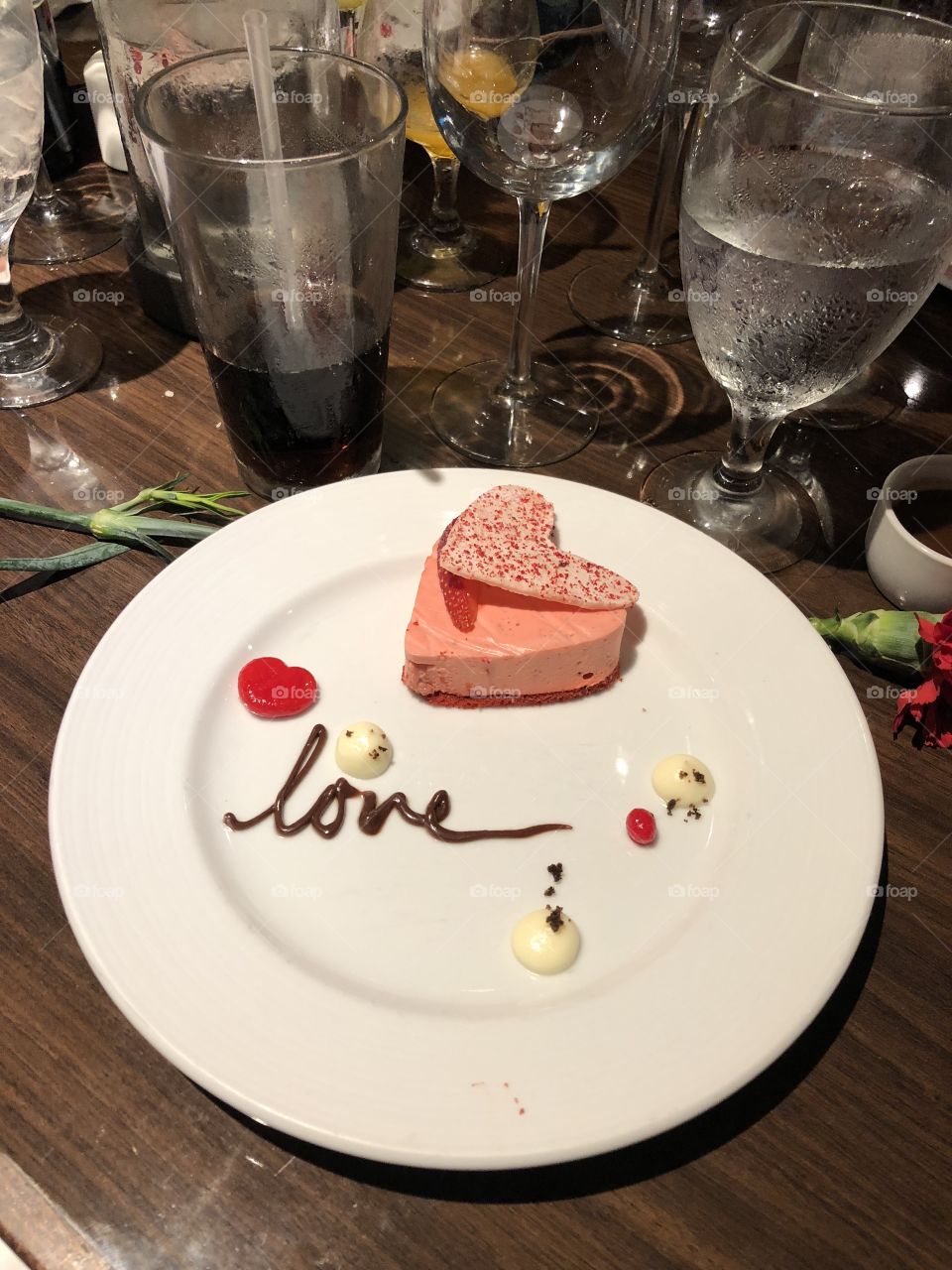 Valentine’s Day desert on Carnival Sunshine Cruise during vacation.