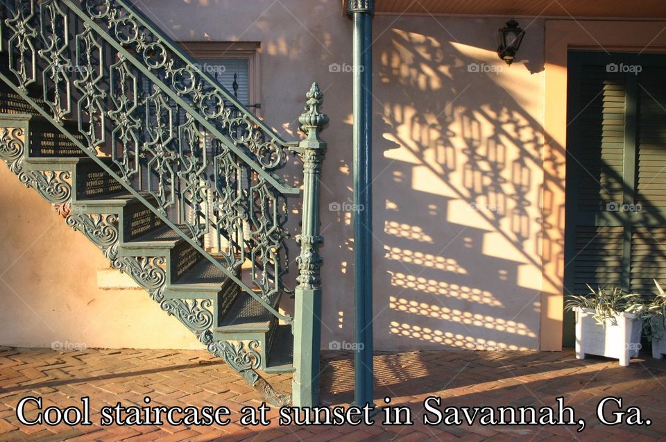 stairs in Savannah. sunset shadow's 