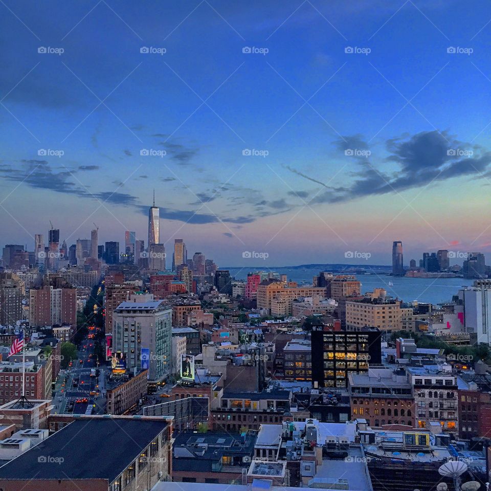 Downtown NYC. Rooftops in Chelsea, Manhattan. 