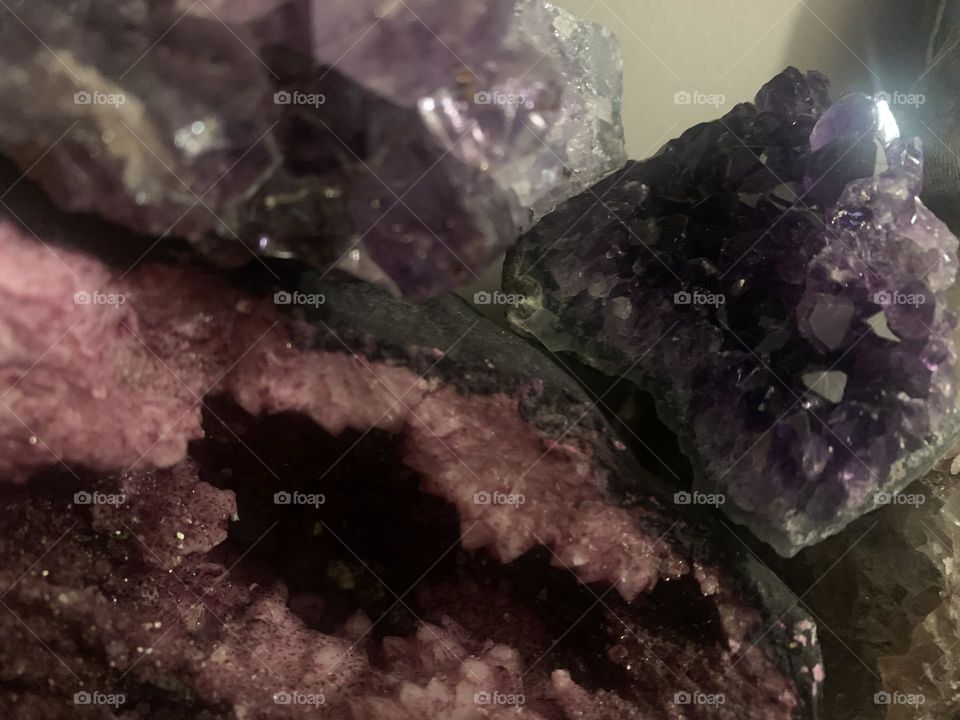 Amethyst geode and rocks