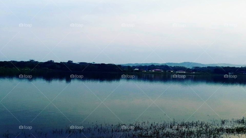 Twilight at the end of the reservoir.