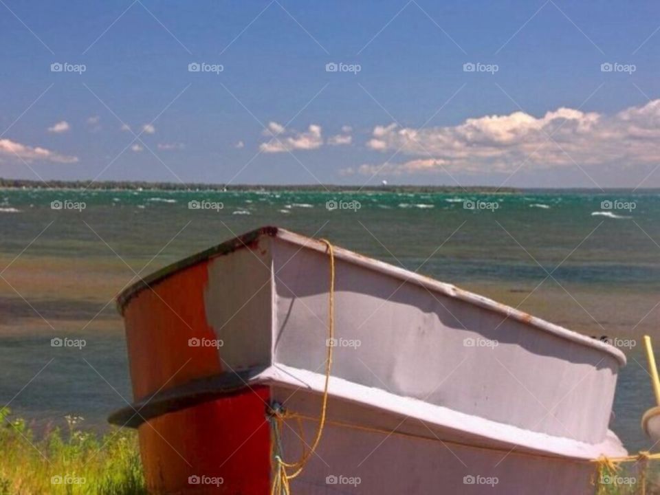 Row boat on Lake Superior