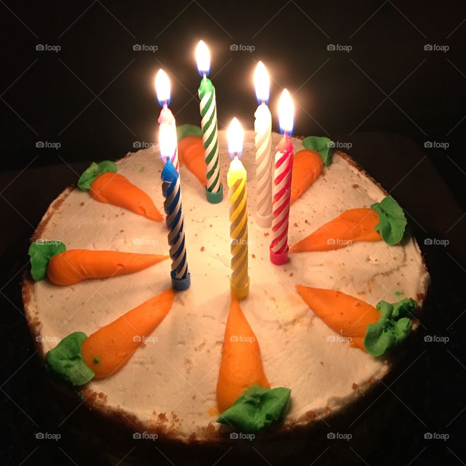 Birthday Cake with Candles Burning