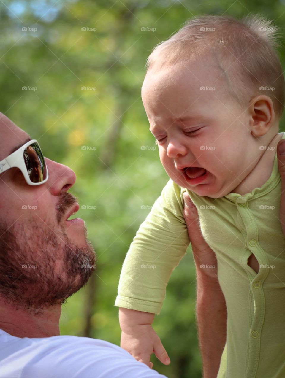 Crying adorable baby