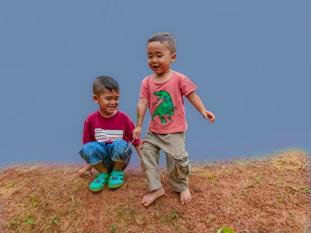 children playing in the yard