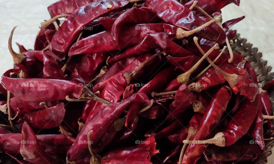 fresh and red dry chillies