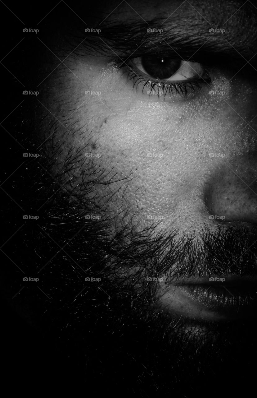 Close-up of beard man's face