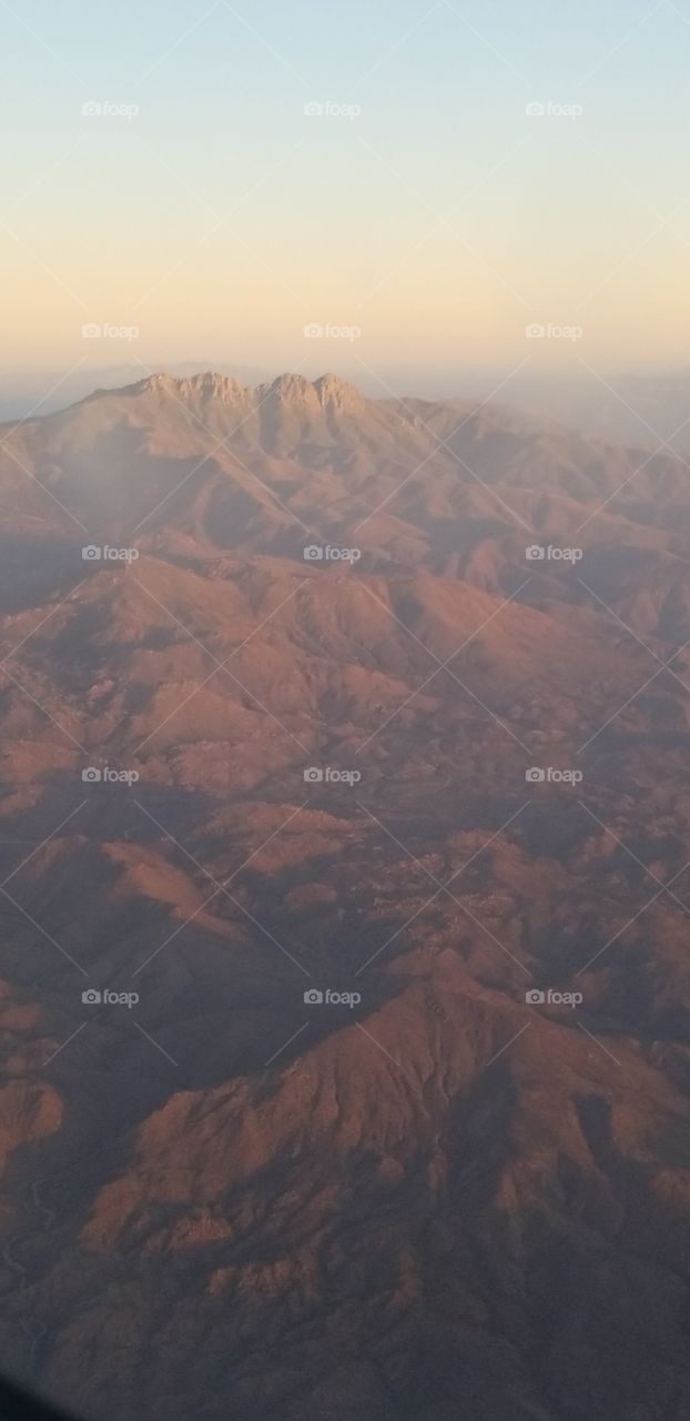 Four Peaks from a plane