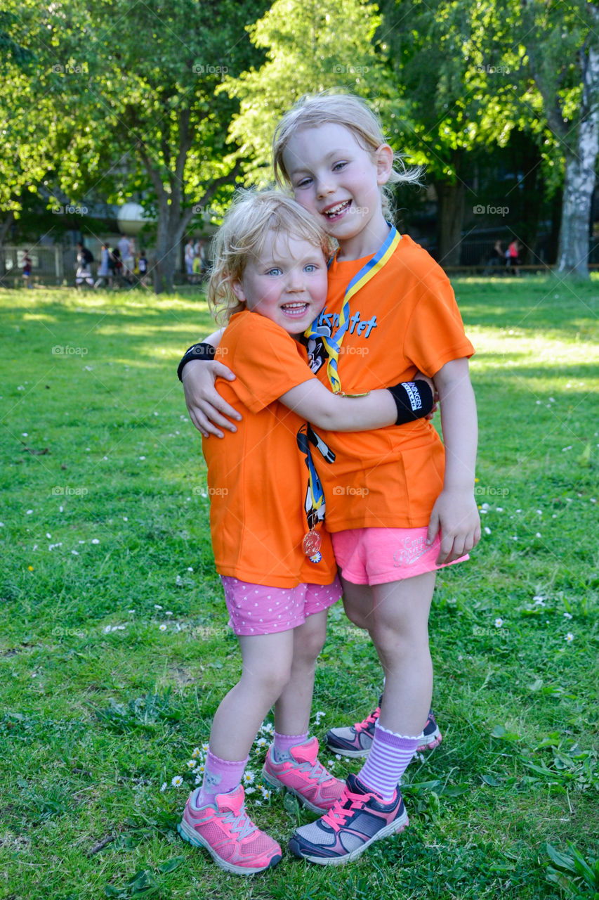 Portrait of happy cute girls