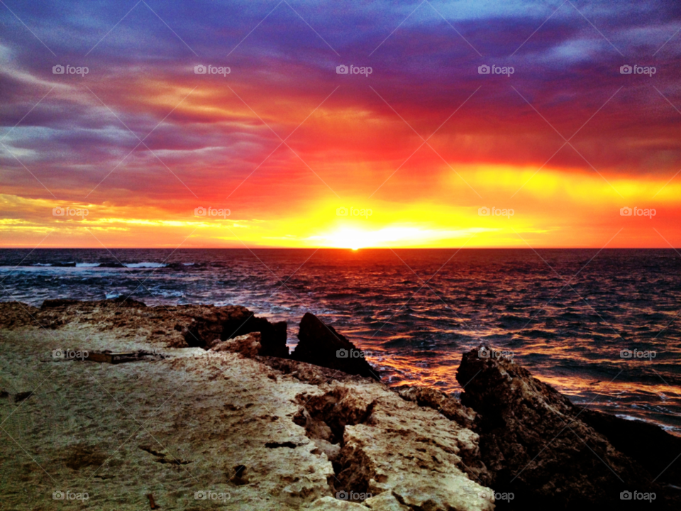 beach ocean sunset waves by gdyiudt