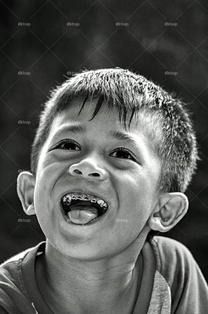 Portrait of boy teasing