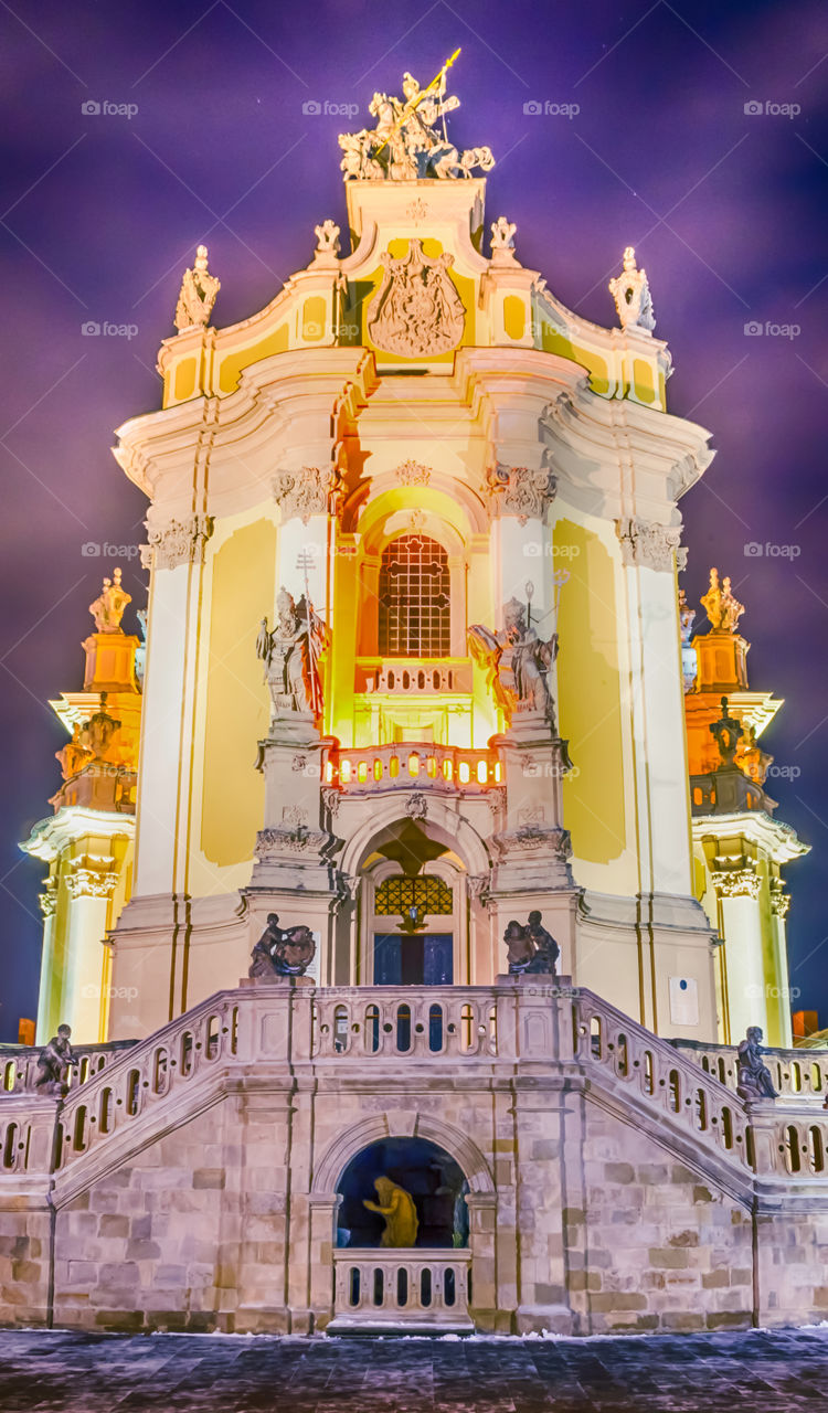 Night Lviv city scene