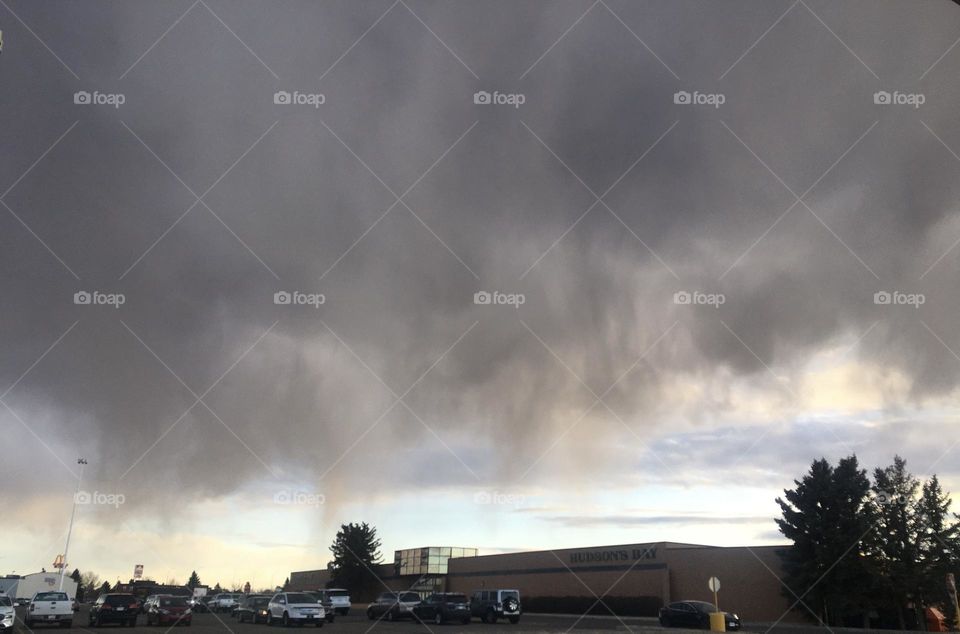 Dark rain clouds moving over our Medicine Hat mall, in Alberta, Canada 