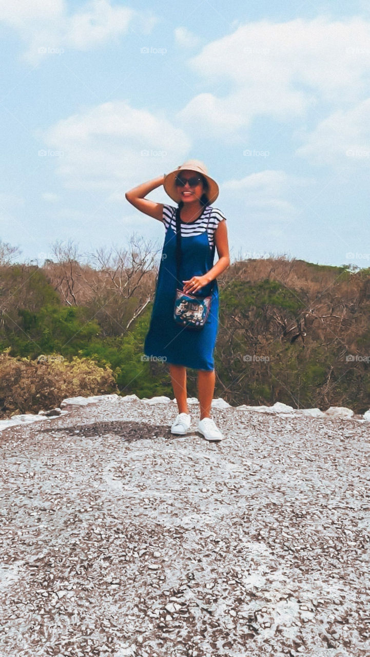 girl smiling at the landscape