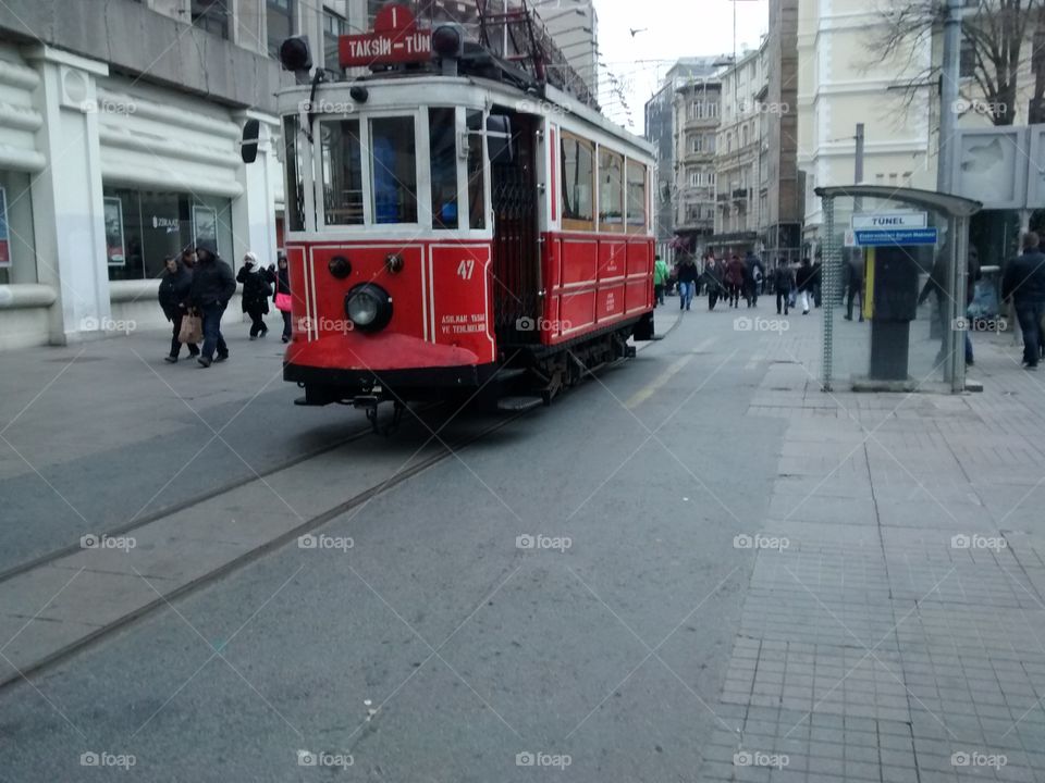Red Tram. The Istiklal tram of Istanbul 