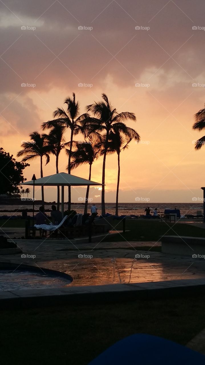 Resort pool by the sea