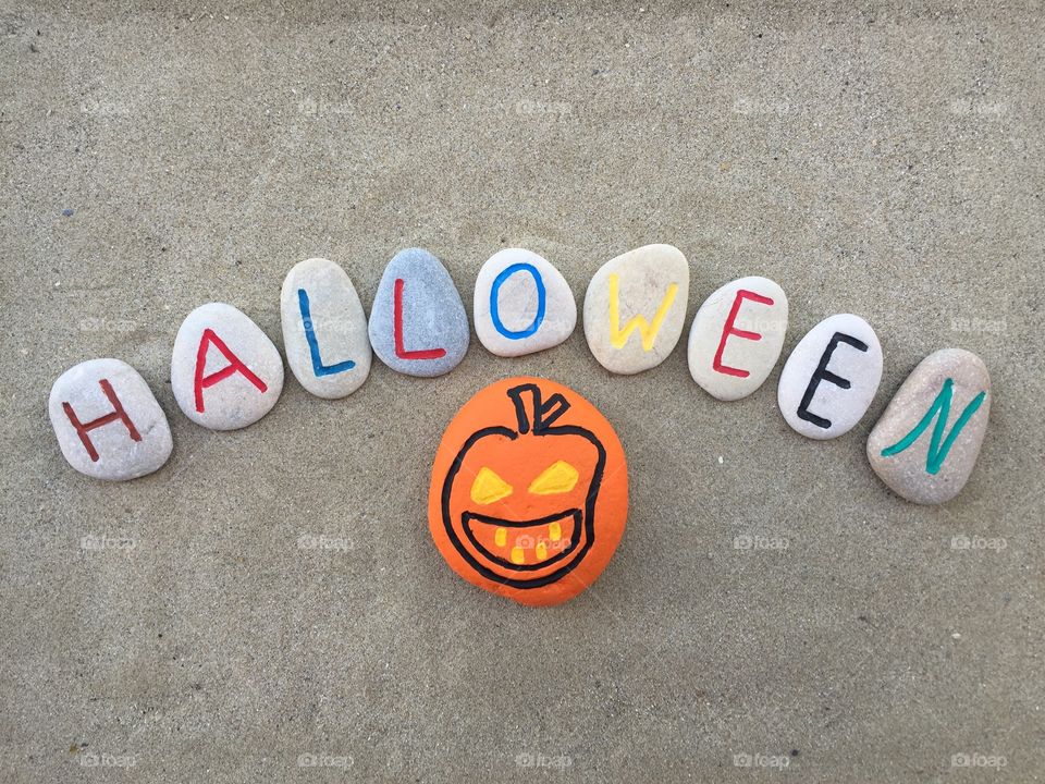 Halloween word on stones