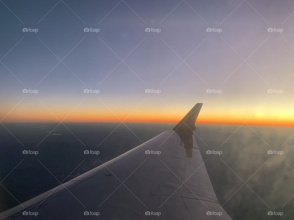 Airplane view of sunset