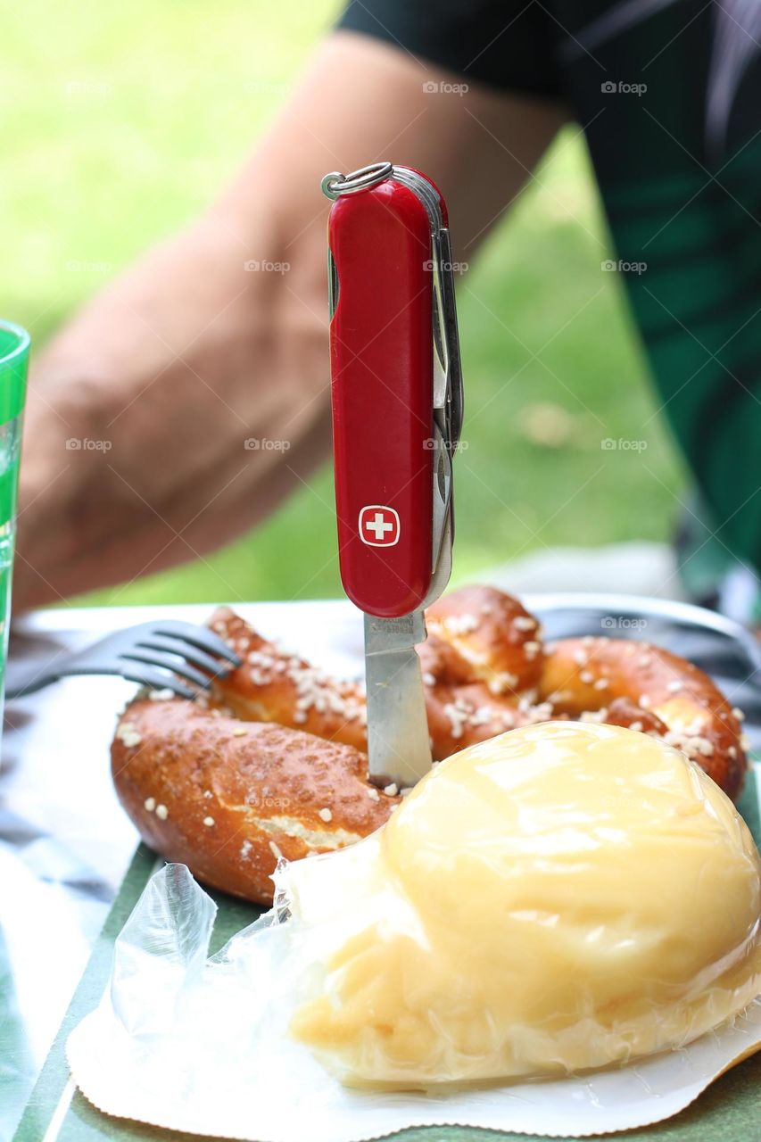 A Swiss army knife stuck in a pretzel