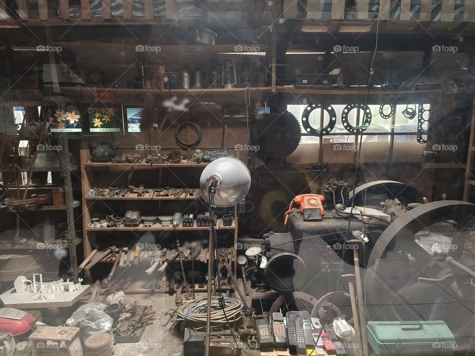 Old man's nostalgic tool room