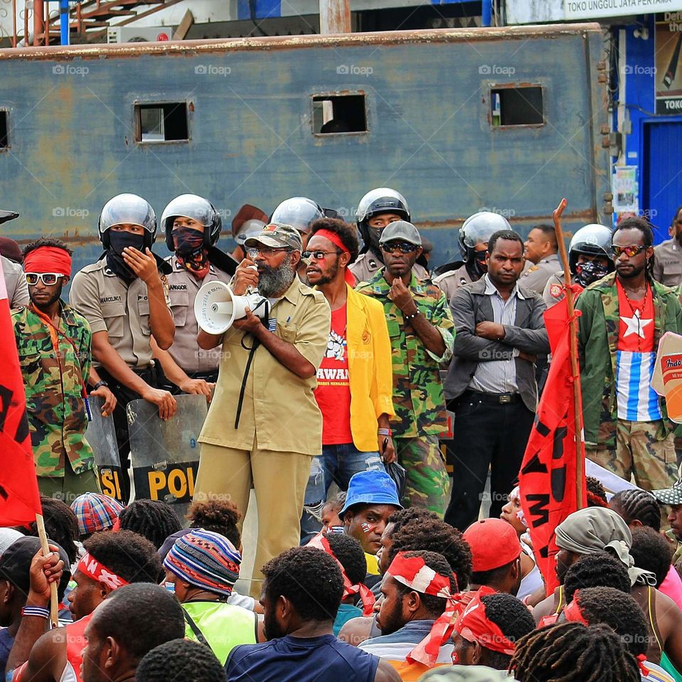 West Papuan Activist and Indonesian police