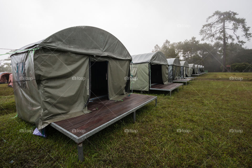 Big tent for tourist to rest in Phu Kradueng national park Loei Thailand 