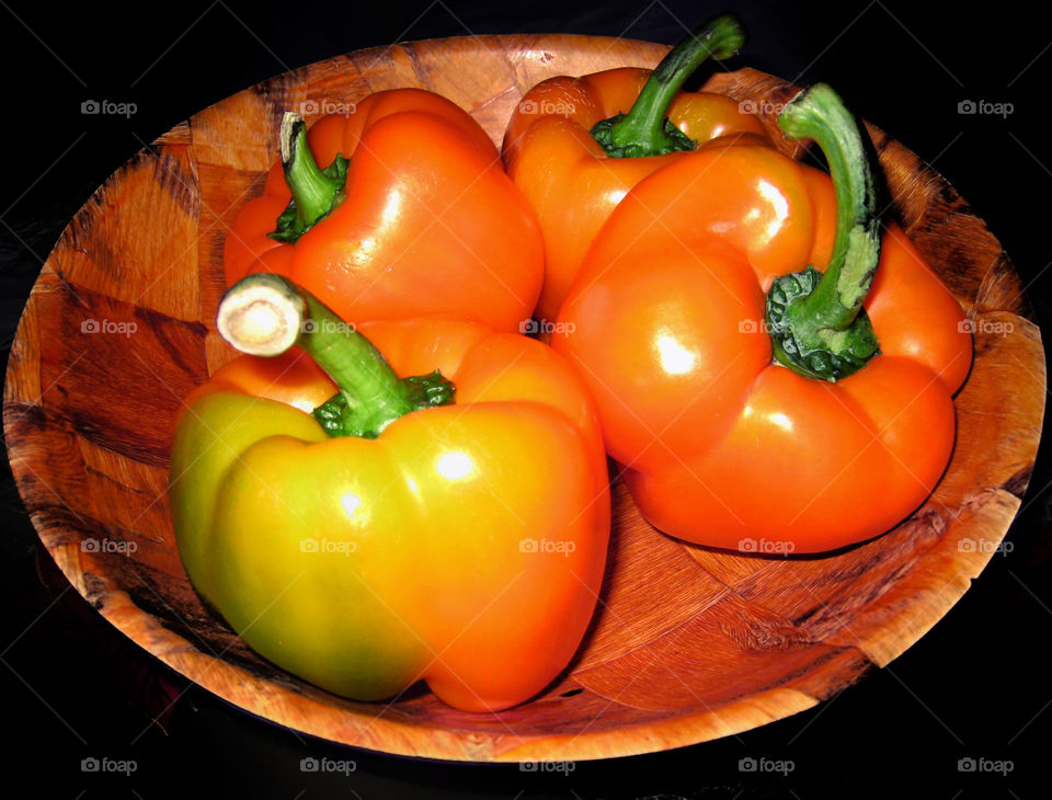 green food orange peppers by vincentm